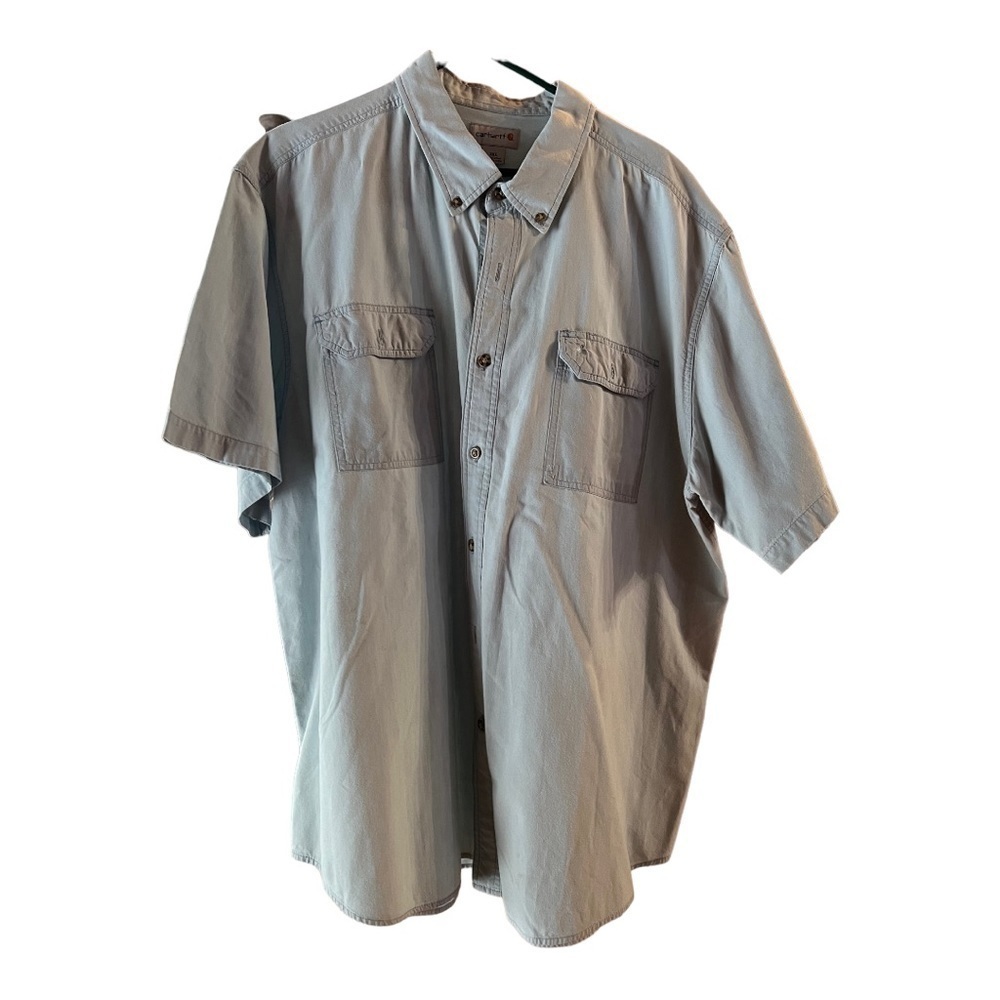 𝅺CARHARTT men’s light denim shirt sleeve button up shirt plus size 3XL